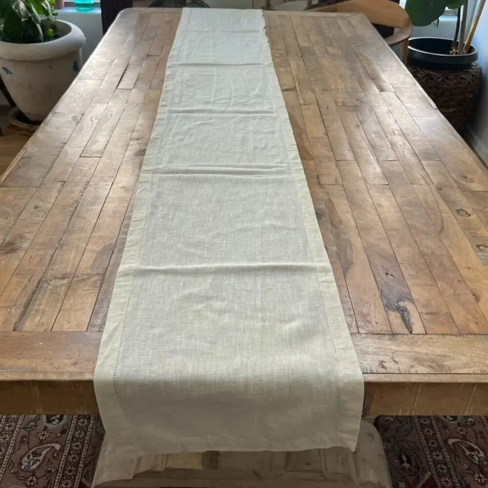 Ikea Beige Linen Blend Table Runner 13.5